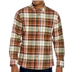 Eddie Bauer Mens Flannel Plaid Shirt Long Sleeve Soft Red Green White Size Small
